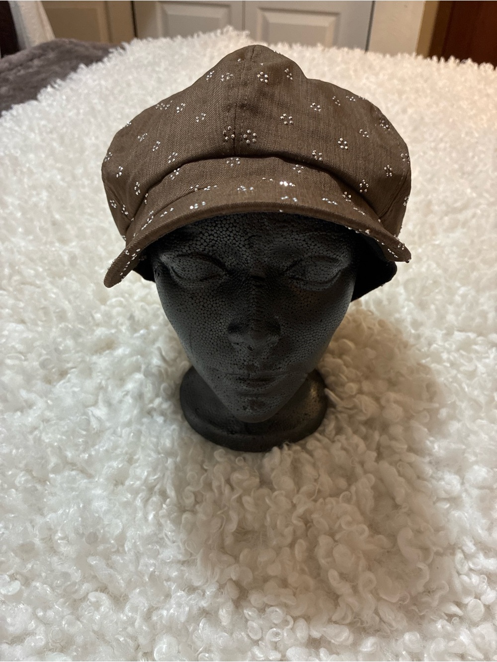 Brown Patterned Cotton Newsboy Cap - Men